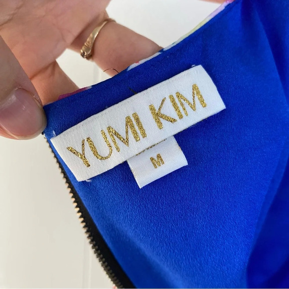 Yumi Kim Blue Floral Shift Dress Size Medium Exposed Zip Love Potion Mini #DR710 - Picture 4 of 15